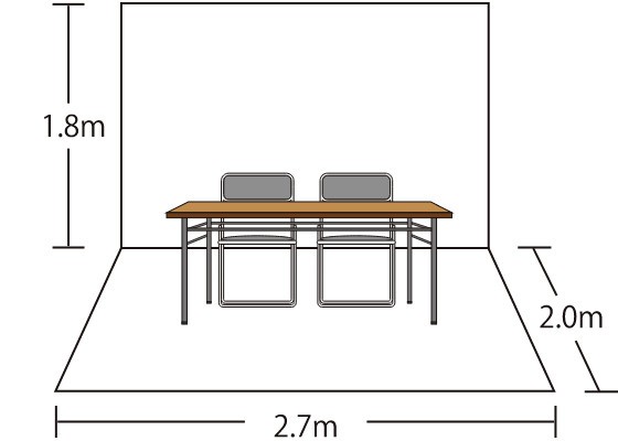 ブース 高さ1.8m左右2.7m奥行2.0m